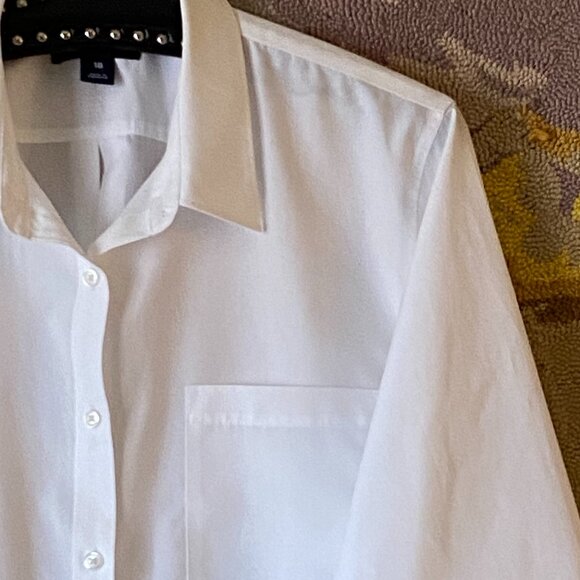 NEW Lands'End No-Iron Supima Sz 18 (XL) White Shirt Tunic 3/4 Sleeve - Picture 3 of 9